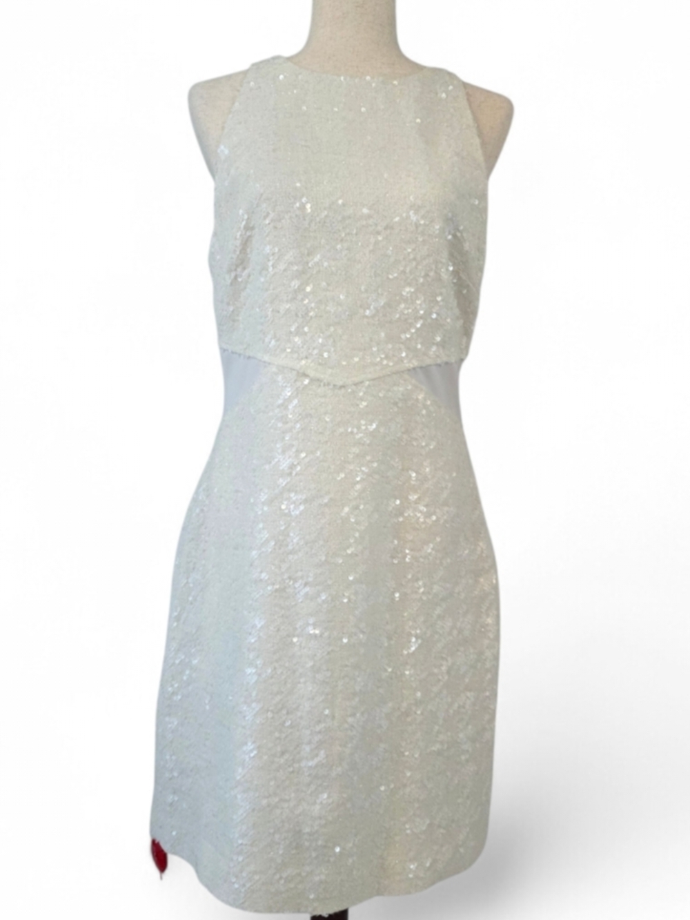 Derek Lam 10 Crosby  White Sequin Sheath Sleeveless Mini Dress Size 10
